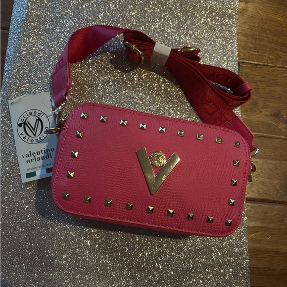 NWT! Valentino Hot Barbie Pink Studded Crossbody camera Bag - Picture 2 of 11